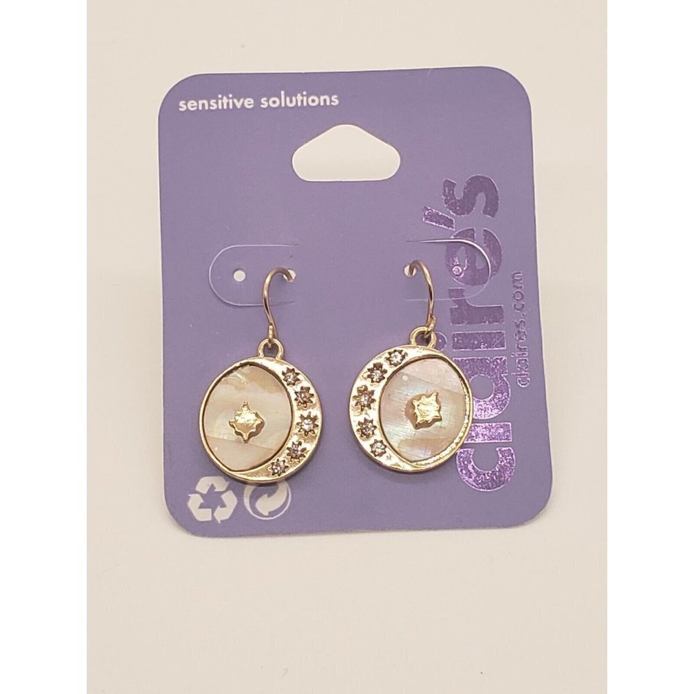 Claires Gold 1" Star Seashell Round Drop Earrings